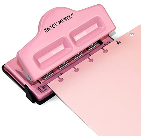 Enjoy Myself Pilz-Lochstanzer für Discbound-System, 4 Löcher, Papierlocher für Disc Bound-Planner, Rosa