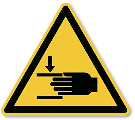 Warnung vor Handverletzungen: W024 - DIN EN ISO 7010 / ASR A1.3 - Aufkleber: 20 cm, 1 Stück