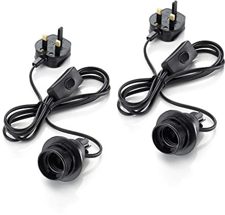 Auraglow 2 Stück DIY Flaschenlicht Kit Weiß Kabel In-Line Schalter Netzbetrieben - Verwandeln Sie jede Whisky, Gin oder Weinflasche in eine benutzerdefinierte Tischlampe - Schwarz