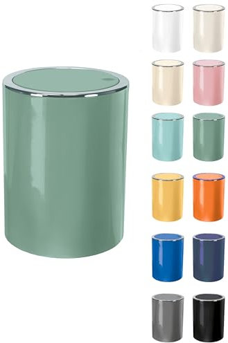 KW Clappe 5Ltr Plastic Swing Bathroom/Kitchen/Small Waste/Office Bin (Maldives Green)