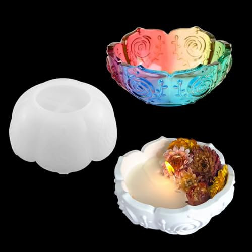 Zayookey Lotusschale Epoxy Silikonform Schüssel Expositharz Formen Blumentopf Gießform Bowl Resin Mold for DIY Tablett Kerzenhalter Aufbewahrungsbox Container