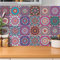 24pcs Mandala Tile Stickers 15x15cm Purple Bathroom Tile Stickers for Kitchen Bathroom Living Room Fireplace Stairs Backsplash Home 6x6 Waterproof Moroccan Stickers for Tile