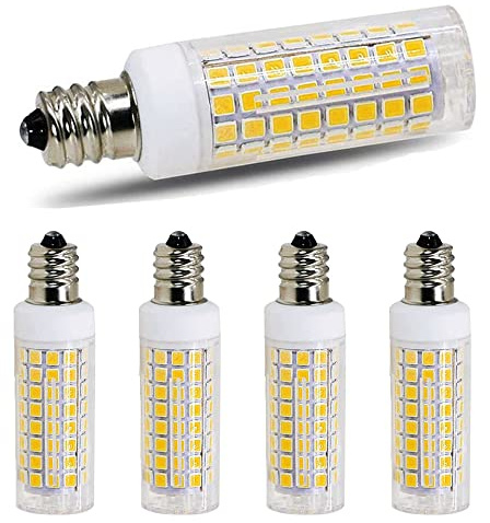 FKNZUA E11 led Bulb 75w 100w Halogen Bulbs Replacement, JD T4 e11 Mini Candelabra Base 110V 120V 130 Voltage Input Light Bulbs, Daylight White 6000K Pack of 4