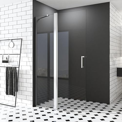 Walk in Duschwand, 80x185 cm Falttür drehtür Begehbare Dusche Glasabtrennung Duschkabine Duschtrennwand 6mm ESG-Sicherheitsglas Nano Beschichtung