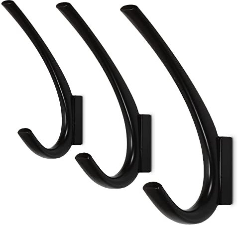 Mavö Wandhaken 2 x Kleiderhaken silber Garderobe Haken Garderobenhaken Wandhaken Handtuchhaken Noe Schwarz