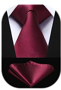 HISDERN Corbatas Borgoña Hombre Modernas Corbata y Pañuelo de Boda Conjunto Corbatas de Business