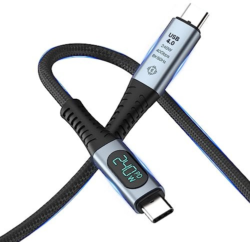 Sikai Thunderbolt 3 Kabel mit Display 1M - USB C Kabel mit Display 240W Leistung & 40Gbit/s Datentransfer schnell Ladekabel mit Anzeige Kompatibel mit iPhone 15 Macbook Pro/Air iPad Pixel
