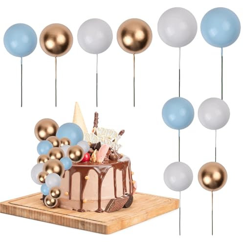 120PCS Tortendeko Kugel, Kuchen Dekorationen DIY, Runde Kugel Kuchendekorationen, Cake Topper Kugeln, Ball Cake Toppers, Kuchenstocher Schaumstoffkugeln für Geburtstag Hochzeit Party (G)