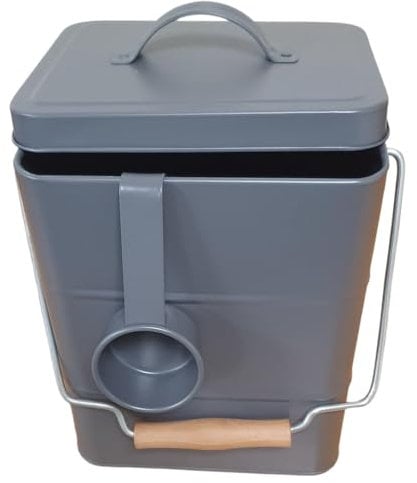 Easy Shopping® 5L 5 Liter Kitchen Storage Metal Container Box Food Storage Tin with Lid and with Spoon Pet Dog Cat Birds Food Storage