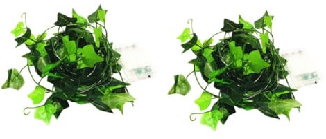 HOMSFOU 2 Sätze Creeper-leuchten Hochzeitsdekoration Rattanlampe Mit Grünen Blättern Gefälschte Grüne Girlanden Garten Dekoratives Licht Efeublatt-rebenband Plastik Künstlich Weingirlande