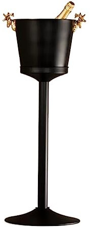 HEGZA Eiskübel Großer freistehender Weinkühler aus Edelstahl, Weinkühler und Weinkeller mit Eiskübel, Küchen- und Barwaren Eiskübel Weinkübel (Color : Schwarz)