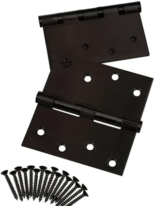 SOTECH 4 Stück Aufschraubscharnier Edelstahl SS201 schwarz kugelgelagert | Türband Scharnier mit Edelstahlschrauben / Tragkraft 50 kg / Materialstärke 2,0 mm / 100 x 100 mm