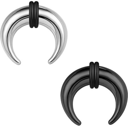 ZS 2 Stück Pincher Tapers Septumringe, 2G 4G 6G 8G 10G 14G 16G Buffalo Horseshoe Stretcher Expander Piercing Nasen Ohr Messgeräten Für Damen Herren (6g, 12mm)