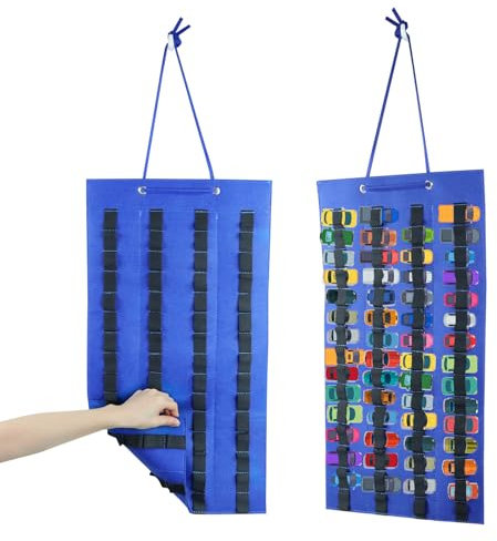 mumisuto Wand Organizer Hängend Tasche, Hängeaufbewahrung Autos Truck Organizer, Hängeregal Hängeorganizer, Wandvitrine für Spielzeugauto, Regale für Spielzeug. Platz für 60 Car Auto Spielzeug