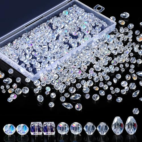 XIANNVXI 800pcs AB Glass Beads 4/6/8mm AB Crystal Beads for Crafting for Jewellery Making