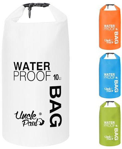 Uncle Paul Trockentasche für Boote – wasserdichte Tasche für Outdoor, Driften, Bootfahren, Kajakfahren, Angeln, Rafting, Schwimmen, Camping, Kanufahren, Surfen, reinweß, 10 Literes(2.2 uk gal