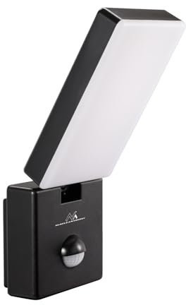 Maclean MCE516 LED Wandleuchte mit PIR Bewegungsmelder, Wandbeleuchtung Innen & Außen, Wandlampe, 10W, IP65 - Wasserfest, 800lm, 4000K Neutralweiß, Erfassungsbereich: max. 9m (Schwarz)