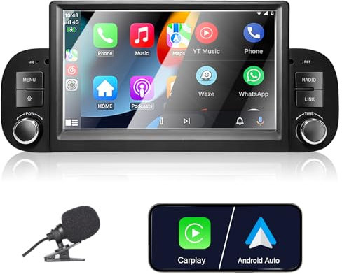 Liulbobu Autoradio per Fiat Panda 2013-2020 Compatibile Wireless Carplay/Android Auto, Fiat Panda Radio da 7 pollici con Touchscreen/Bluetooth/FM/AM/USB/DSP/RDS/Mirror Link