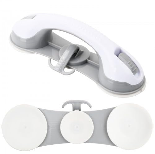 2pcs Agarraderas Baño para Mayores, Manija de la Ducha, Asidero Baño Ventosa, No Requiere Perforación, Plásticos Agarrador Ducha Seguridad Blanco, para Personas Mayores