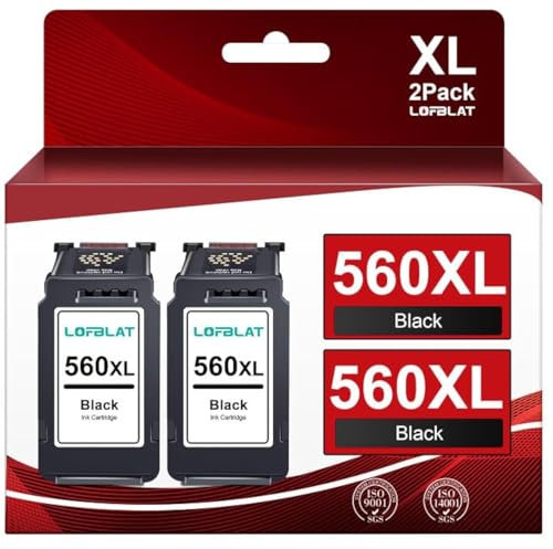 LOFBLAT PG-560XL 560XL Druckerpatronen Multipack Ersatz für Canon Patronen 560 560 PG 560 XL schwarz für Canon Pixma TS5350 TS5351 TS5352 TS5353 TS7451 TS7450 TS55450 TS5451 Drucker (2er-Pack)