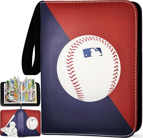 Baseball-Kartenbinder mit 440 Taschen, 55 Hüllen, großer Baseball-Ordner, 3-Ring-Reißverschluss, Sammelkartenhalter, 4 Taschen, Sportkartensammler-Ordner, Buchaufbewahrung, Organizer, Album-Etui,