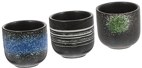 FUNOMOCYA 3pezzi Tazze Giapponesi Tazze Da Tè Creative Design Retro e Colori Unici Per Tè e Bevande Varie