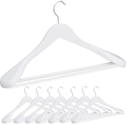 Relaxdays Anzug Kleiderbügel, 8er Set, breite Schulter, Hosenstange, für Jacke, Hemd, Hose, Holzkleiderbügel, Farbwahl