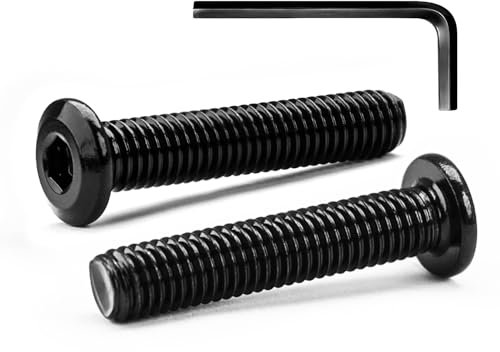 M4 x 35mm 10Pcs Tête Plate Vis D'assemblage à Six Pans Creux, Vis à Tête Plate, Acier Inoxydable A2 V2A, Boulons de Meubles, Filetage Complet, Oxyde Noir (Avec Clé Hexagonale)