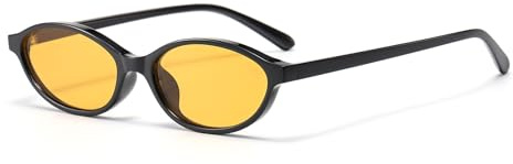 JCTAIFOO Lunettes de soleil ovales rétro pour homme et femme - Style vintage - Lunettes de soleil Cateye - Lunettes de soleil UV400, noir/orange