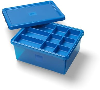 Room Copenhagen LEGO Sort & Store Medium Blue – 17.7L Durable Storage Box Organizer with Removable Dividers for Bricks, Mini-Figures & Accessories