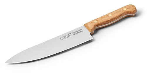 HEISO Kochmesser 20cm – Gustav – handgefertigt in Solingen aus rostfreiem Edelstahl, Griff aus heimischer Eiche, deutsche Manufakturqualität