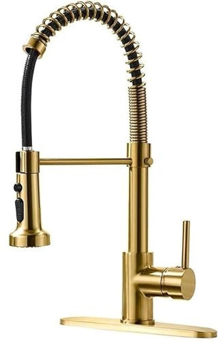 Generic Grifo de cocina bajo encimera con grifo mezclador de un solo agujero, agua caliente y fría, oro próspero (dorado)