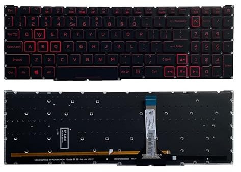 Clavier rétroéclairé US/RU/SP/AR pour Acer Nitro 5 AN515-56 AN515-57 AN515-58-781E AN515-45 AN515-57-974Y N22C1 N20C1 4 Helios 300 PH315-54 LG05P-. N12B3L (rétroéclairé rouge américain)