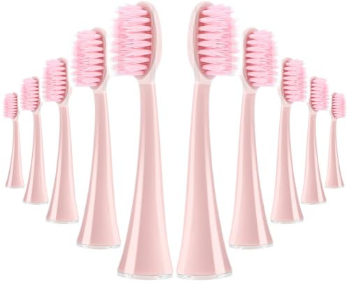 10 Pack Replacement Toothbrush Heads Compatible with Ordoo Sonic Electric Toothbrush for Adults Brush Heads, Rose