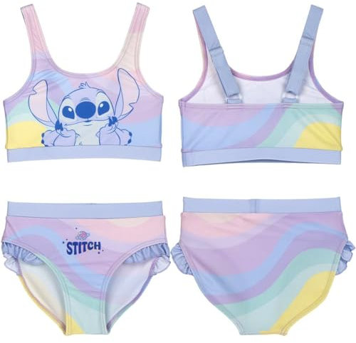 Costume da bagno Stitch bambina – Bikini 2 pezzi color pastello con volant – Costume Stitch ragazza con spalline regolabili – Costume estate mare piscina