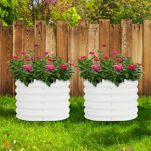 2PCS Gartenbeet aus Aluminium-verzinktes Stahl, 60 * 60 * 43cm Hochbeet-Bausatz, Metall-Pflanzbeet ohne Boden, Gemüsebeet Pflanzkasten Blumenkasten