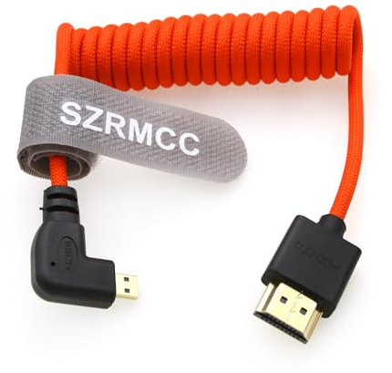 SZRMCC 8K 2.1 Micro HDMI Angle Gauche vers HDMI câble Tressé Spiralé Haute Vitesse pour Go-Pro Hero 3/4 Canon EOS M5 Sony A6000 A7III RX10 Nikon B500 Z6 Raspberry Pi 4 Atomos Ninja 2 Monitor