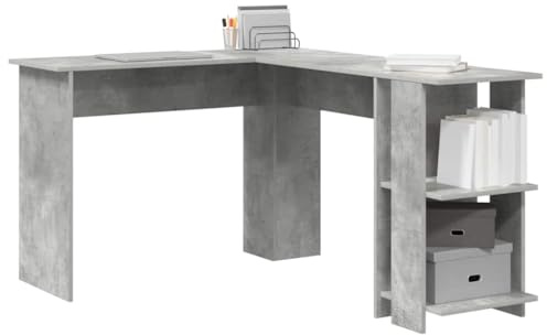 vidaXL Eck-Schreibtisch Beton Grau Holzwerkstoff 140 x 113,5 x 75 cm | Dieser Tisch wurde speziell für Ecken entwickelt und optimiert deinen Arbeitsbereich, damit du bequem arbeiten kannst,