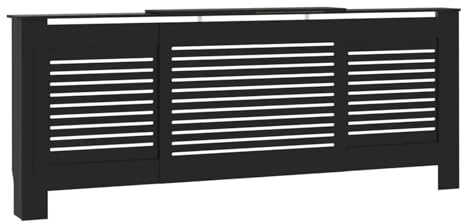 SynapSYA Radiator Covers MDF Radiator Cover Black Radiator Top Cover Fireplace Cover Adjustable Radiator Cover Radiator Shelf With Legs 205 Cm
