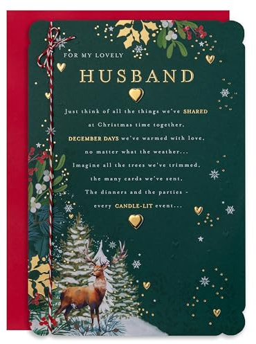Hallmark Christmas Card for Husband - Traditional Illustrated Winter Forest Scene Design