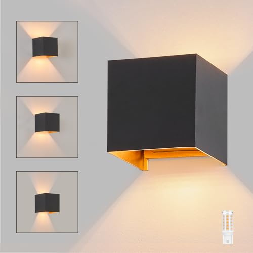 Laittiin LED Wandleuchte Innen Wandlampe Aussenlampe Schwarz Gold G9