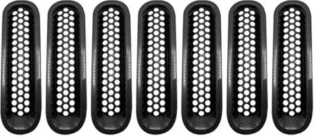 Front Grille For Wrangler JK 2007-2015 2 Door & Unlimited 4 Mesh Clip-in Inserts Grille Guard 7PCS Front Car Grills Radiator grille(Carbon black 7pcs)