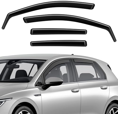 GEARMONSTER Windabweiser für VW Golf MK7 / MK8 2014-2024 Schwarz, 4 Stück | In-Channel Regenabweiser, Fensterdeflektor, Regenschutz, Windschutz, PC-Material, integrierte Ausführung, einfache Montage