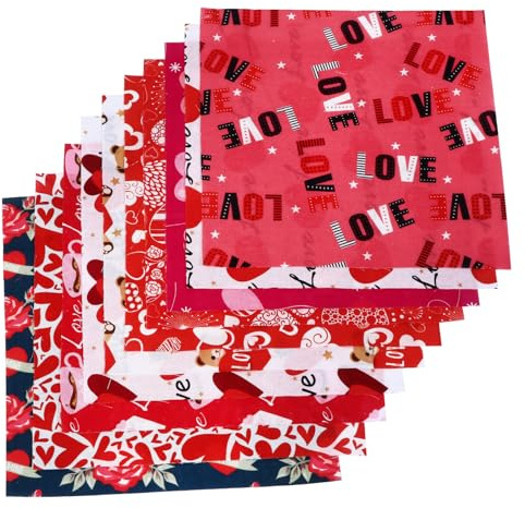 HIAKDOFT 30 Stück Valentinstag Patchwork Stoffe 25X25cm Baumwollstoff Selbstgemacht Basteltuch für Nähen Quilten Handarbeit