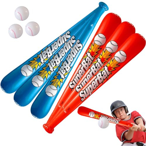 Odoukey 9 Stück/Set Baseball-Partygeschenke, aufblasbarer Baseballschläger und Ball, lebendig, auslaufsicher, wiederverwendbar, aufblasbar, für Strand, Pool im Freien