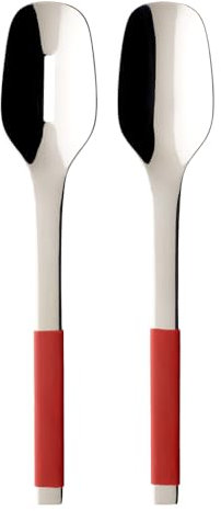 Villeroy & Boch S+ Cranberry Posate da Insalata, Impugnatura con Rivestimento in Silicone, Acciaio Inossidabile, Rosso, 28 cm, 2 Pezzi