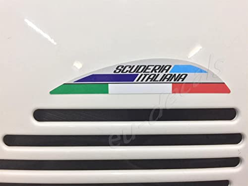 Vespa GTS 125 200 250 300 GTV Lüftungsschlitzverlängerung hinten rechts Italienische Flagge und Scuderia Italiana Aufkleber laminiertes Bild auf Vespa