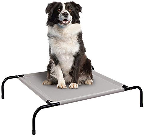 BAKAJI Hundebett, Etagenbett für Hunde und Katzen, Rohrgestell aus Metall, Bezug aus Teslin, Sofa, Hunde, Katzen, Größe 110 x 80 cm, Farbe Grau und Schwarz