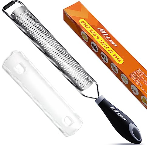 ALLTOP Lemon Zester, Hand-held Stainless Steel Food Grater,Pro Kitchen Tool for Cheese Parmesan Vegetable Ginger Garlic Nutmeg Citrus Lime Orange Chocolate Fruit - Fine Shredder