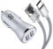 NWNK13 Fast Car Charger for Motorola E7i Power/Moto E7 / Moto E7 Plus Mobile Phone in Car Charger 2 Port USB Car Adapter Fast Charging 4.8A with 1mt Type C USB Cable High Speed Lead Wire (Silver)